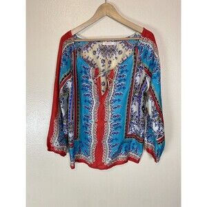 Johnny Was XS Blouse Top 100% Silk Handkerchief Cottagecore Boho Floral